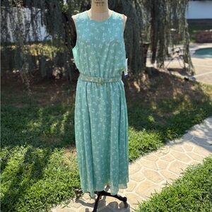 Liz Claiborne Light Green Floral Maxi Dress Vintage